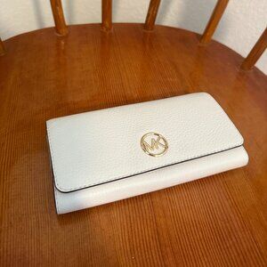 Michael Kors Optic White Pebbled Leather Wallet